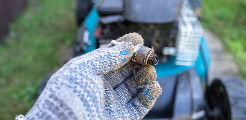 Inspecting the spark plug.